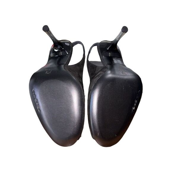 Via Spiga Uzzi Black Suede Peep Toe Slingback Womens Size 10 NEW - Picture 8 of 10